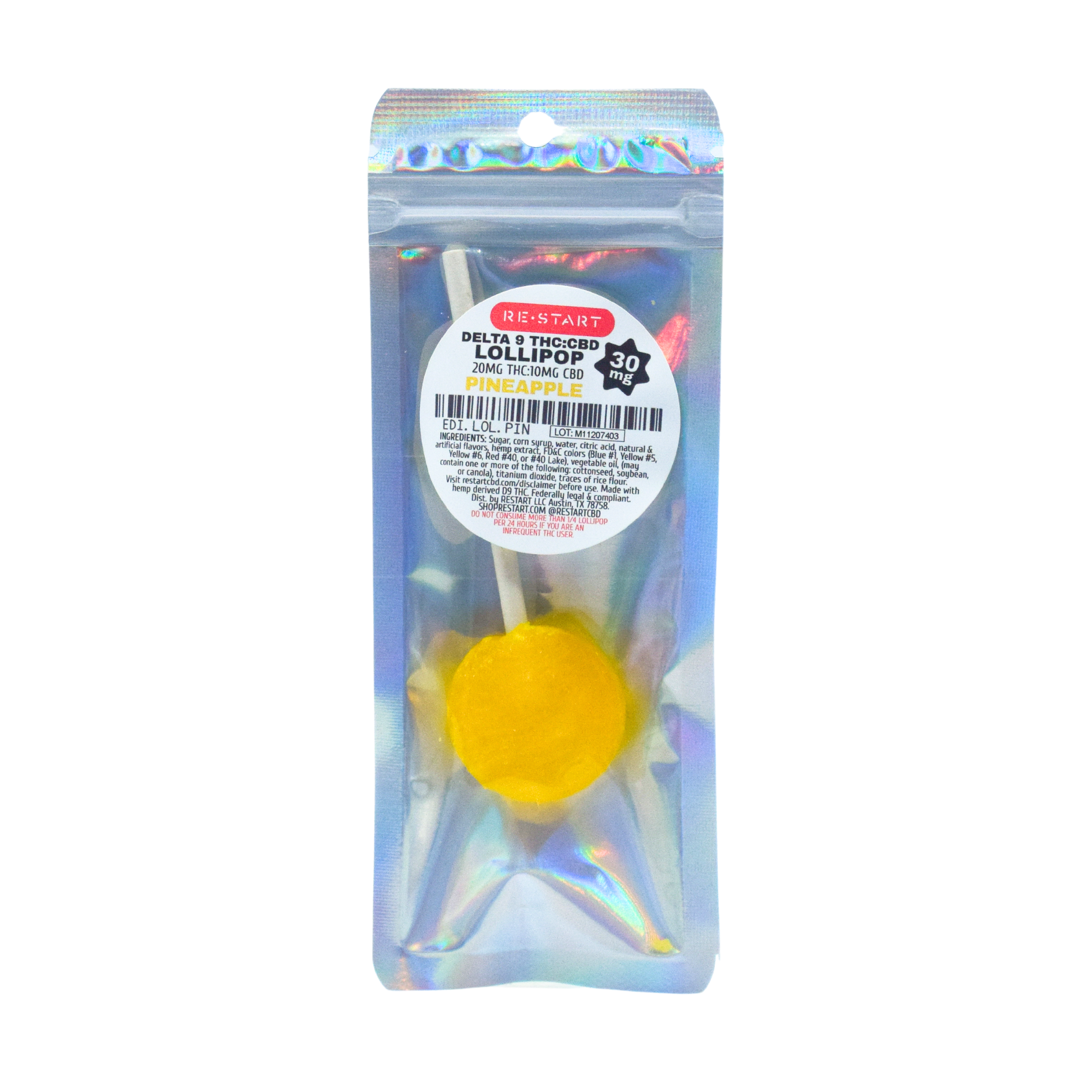 Delta 9 THC CBD 30MG Lollipop Pineapple (2:1) / 1-count